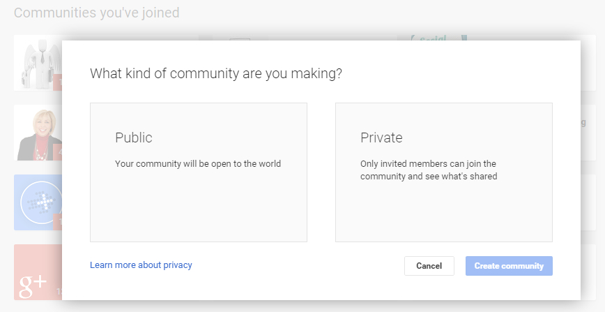 Start building up a Google Plus Community